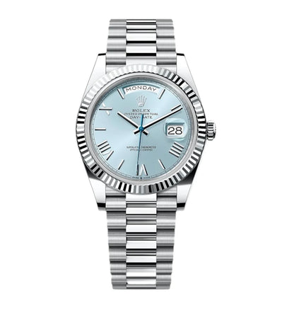 DAY-DATE II 40MM PLATINUM BLUE DIAL ROMAN MARKERS