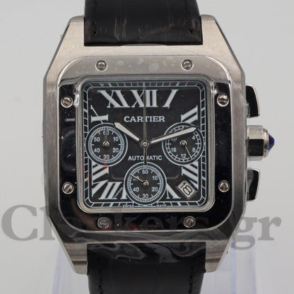 SANTOS 100 STEEL AUTOMATIC CHRONOGRAPH LARGE MEN'S WATCH