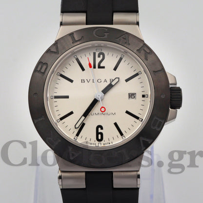 BVLGARI ALUMINIUM 40MM GREYBLACK DIAL RUBBER BEZEL