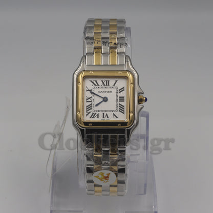 Cartier Panthère 2 Row 18k Gold Steel  Date Roman Dial with