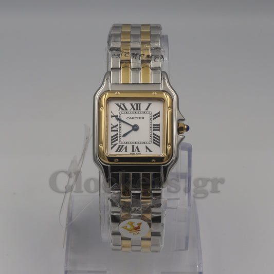 Cartier Panthère 2 Row 18k Gold Steel  Date Roman Dial with