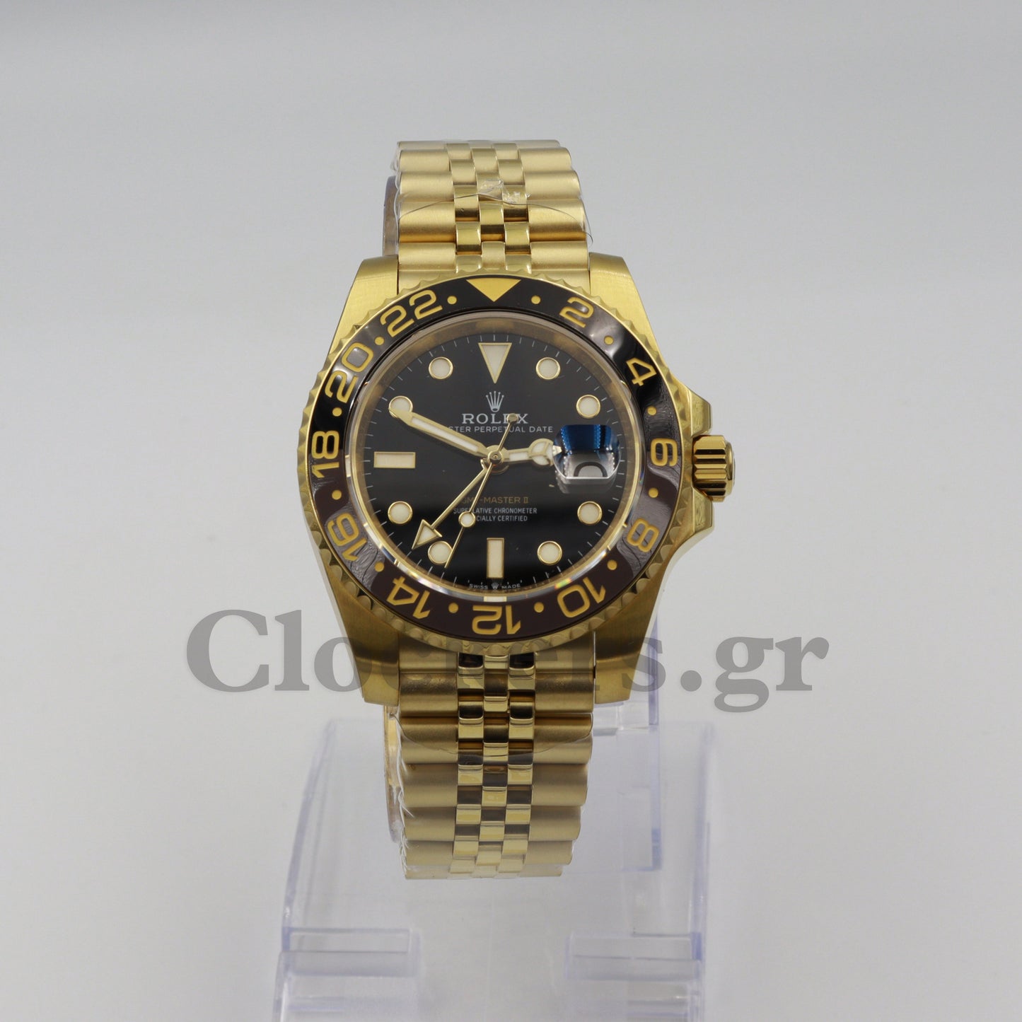 ROLEX GMT-MASTER II YELLOW GOLD BLACK DIAL CERAMIC BEZEL 40MM