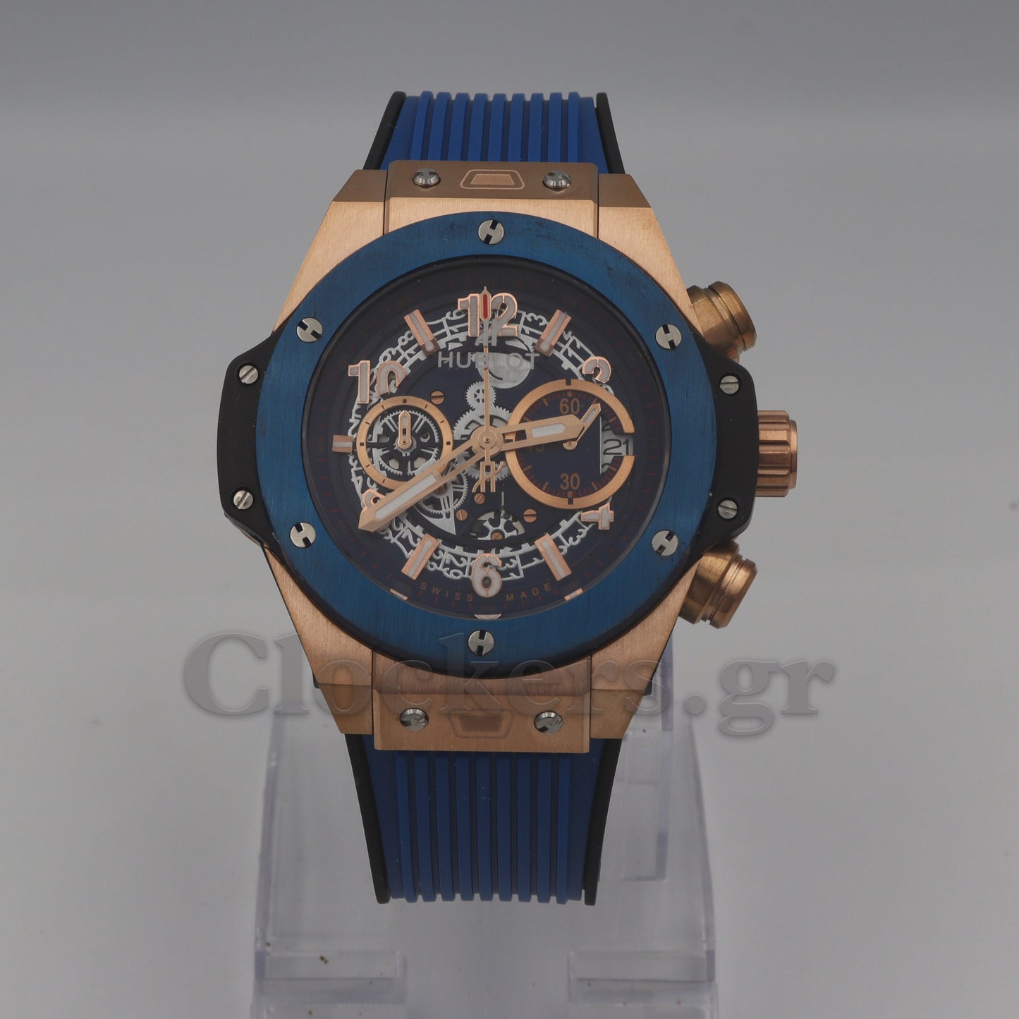 Hublot Big Bang Unico  Rose Gold - Blue Skeleton Dial - Rubber Strap