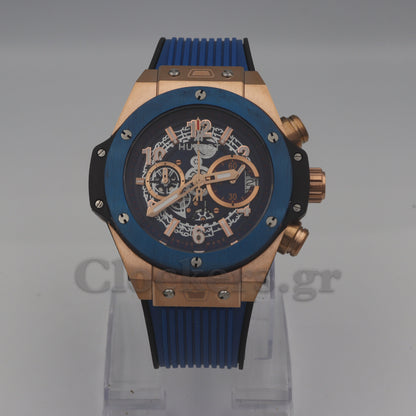 Hublot Big Bang Unico  Rose Gold - Blue Skeleton Dial - Rubber Strap