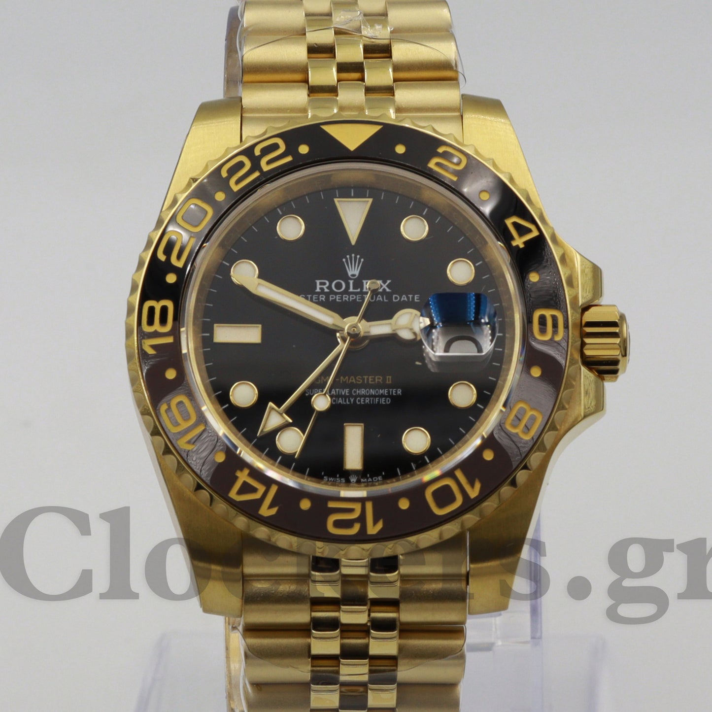 ROLEX GMT-MASTER II YELLOW GOLD BLACK DIAL CERAMIC BEZEL 40MM