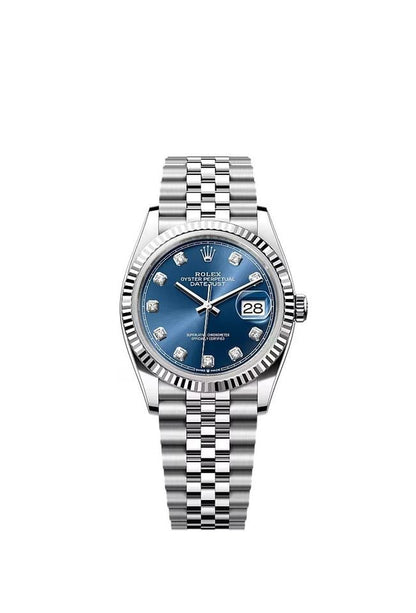 DATEJUST 36MM SS SILVER OYSTER BLUE DIAL DIAMONDS MARKERS CLONE