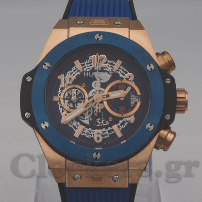 Hublot Big Bang Unico  Rose Gold - Blue Skeleton Dial - Rubber Strap