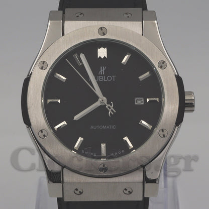 HUBLOT CLASSIC FUSION KING  WATCH - 42 MM - BLACK DIAL - SS BLACK RUBBER  STRAP