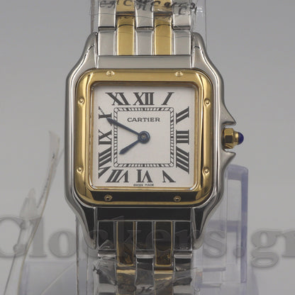 Cartier Panthère 2 Row 18k Gold Steel  Date Roman Dial with