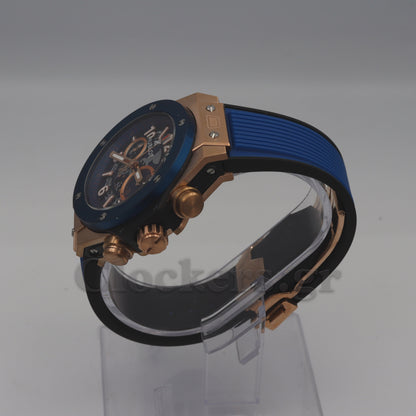 Hublot Big Bang Unico  Rose Gold - Blue Skeleton Dial - Rubber Strap
