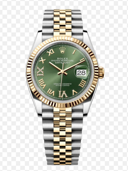 DATEJUST 36MM 2-TONE GOLD OYSTER GREEN DIAL ROMAN MARKERS CLONE