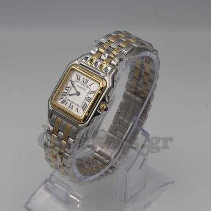 Cartier Panthère 2 Row 18k Gold Steel  Date Roman Dial with