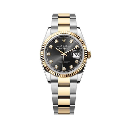 DATE JUST 36MM 2-TONE GOLD JUBILEE BLACK DIAL DIAMONDS MARKERS
