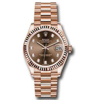 DATEJUST 31MM GOLD OYSTER  ROSE GOLD DIAL DIAMONDS MARKERS