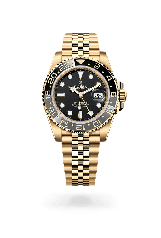 ROLEX GMT-MASTER II YELLOW GOLD BLACK DIAL CERAMIC BEZEL 40MM