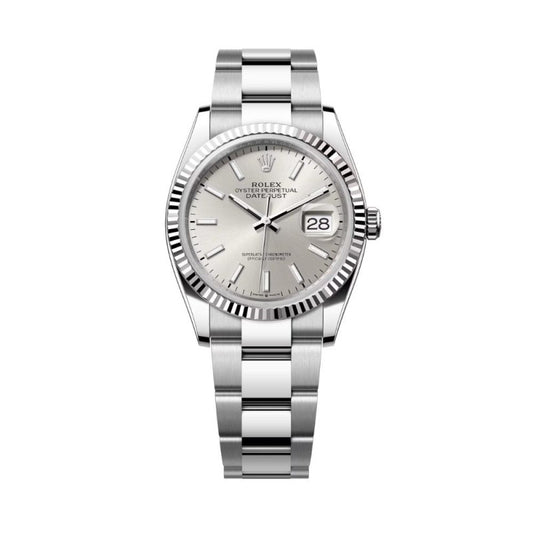 DATEJUST 41MM SS SILVER  SIVER DIAL STCIKS MARKERS