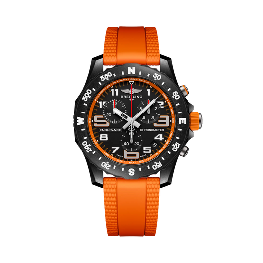 BRΕITLIΝG ENDURANCE PRO CHRONOGRAPH SUPER QUARTZ 44MM BLACK DIAL MENS WATCH ORANGE X82310D51B1S1