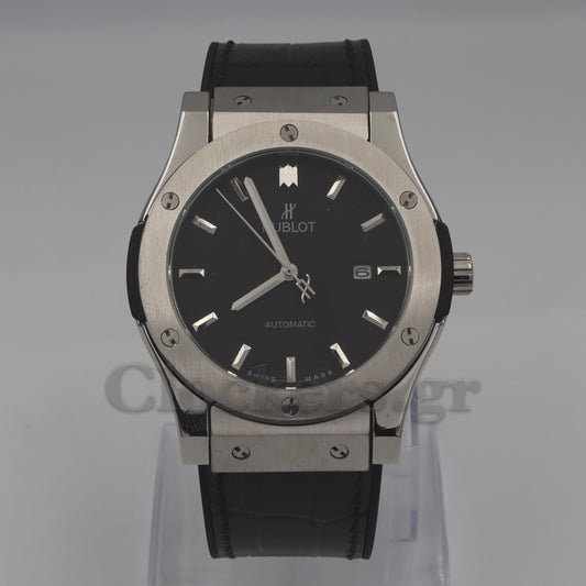 HUBLOT CLASSIC FUSION KING  WATCH - 42 MM - BLACK DIAL - SS BLACK RUBBER  STRAP