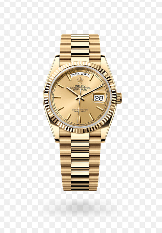 DAY-DATE II 36 MM GOLD GOLD STICKS MARKET