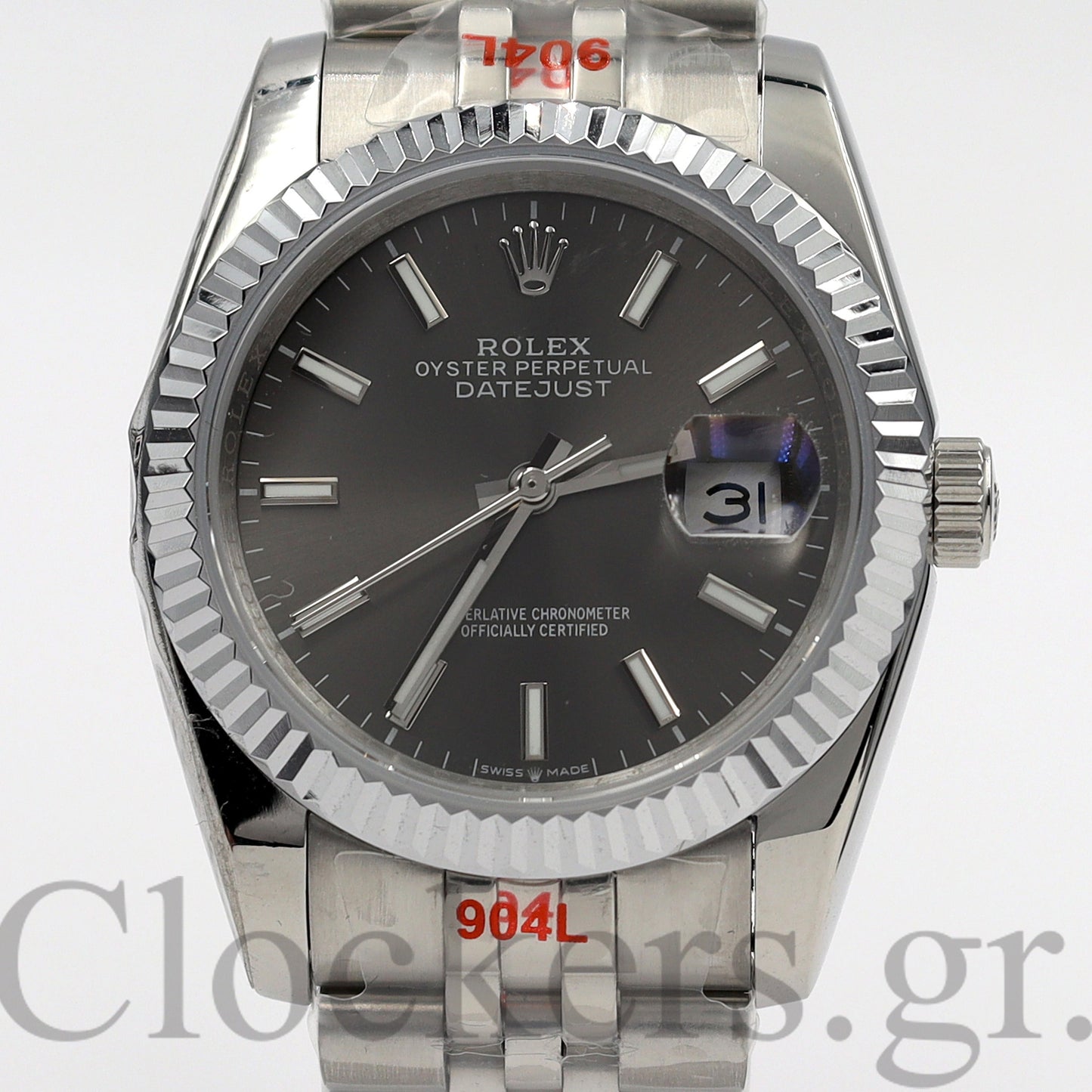 DATEJUST 41MM - 36 MM SS SILVER JUBILEE GRAY DIAL STCIKS MARKERS
