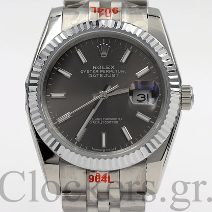 DATEJUST 41MM - 36 MM SS SILVER JUBILEE GRAY DIAL STCIKS MARKERS