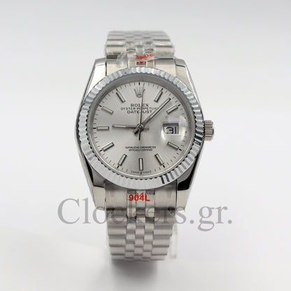 DATEJUST 41MM SS SILVER  SIVER DIAL STCIKS MARKERS