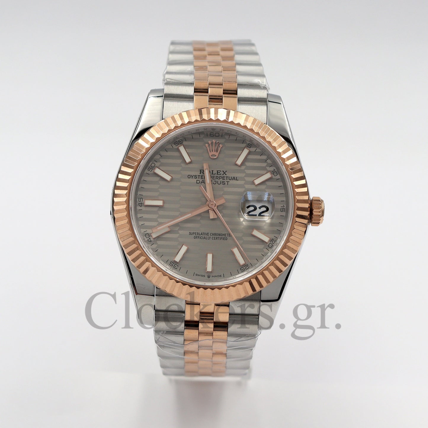 DATEJUST 41MM 2-TONE ROSE GOLD JUBILEE GREY DIAL STICKS MARKERS