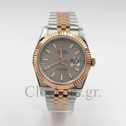 DATEJUST 41MM 2-TONE ROSE GOLD JUBILEE GREY DIAL STICKS MARKERS