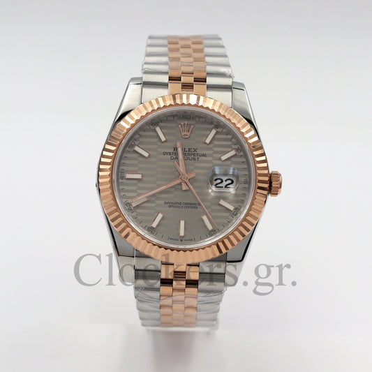 DATEJUST 41MM 2-TONE ROSE GOLD JUBILEE GREY DIAL STICKS MARKERS