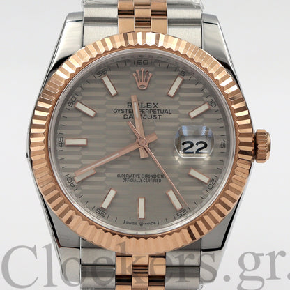 DATEJUST 41MM 2-TONE ROSE GOLD JUBILEE GREY DIAL STICKS MARKERS