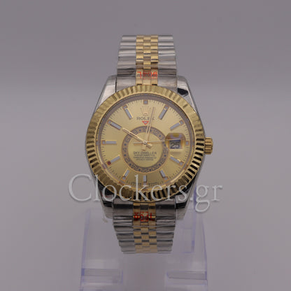 SKY-DWELLER 2-TONE BLACK GOLD DIAL STICK MARKERS  jubilee