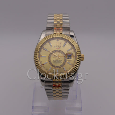 SKY-DWELLER 2-TONE BLACK GOLD DIAL STICK MARKERS  jubilee