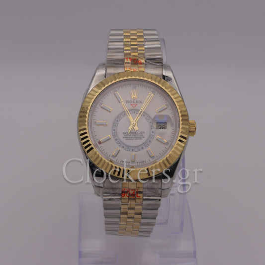 SKY-DWELLER 2-TONE WHITE GOLD DIAL STICK MARKERS JUBILEE