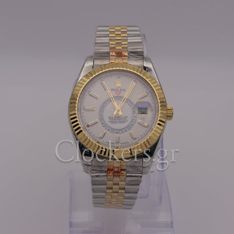 SKY-DWELLER 2-TONE WHITE GOLD DIAL STICK MARKERS JUBILEE