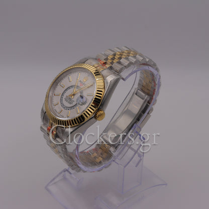 SKY-DWELLER 2-TONE WHITE GOLD DIAL STICK MARKERS JUBILEE