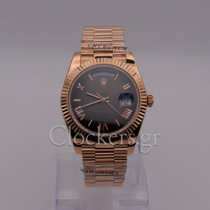 DAY-DATE II 41MM ROSE GOLD BRONZE DIAL RB STICKS MARKERS CLONE