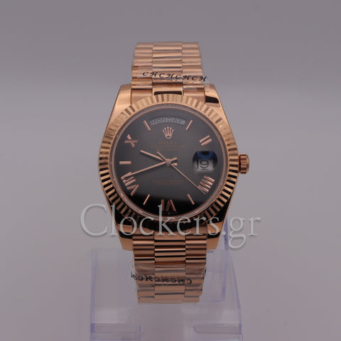 DAY-DATE II 41MM ROSE GOLD BRONZE DIAL RB STICKS MARKERS CLONE
