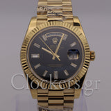 DAY-DATE BLACK DIAL DIAMOND MARKERS FLUTED BEZEL GOLD