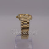DAY-DATE BLACK DIAL DIAMOND MARKERS FLUTED BEZEL GOLD