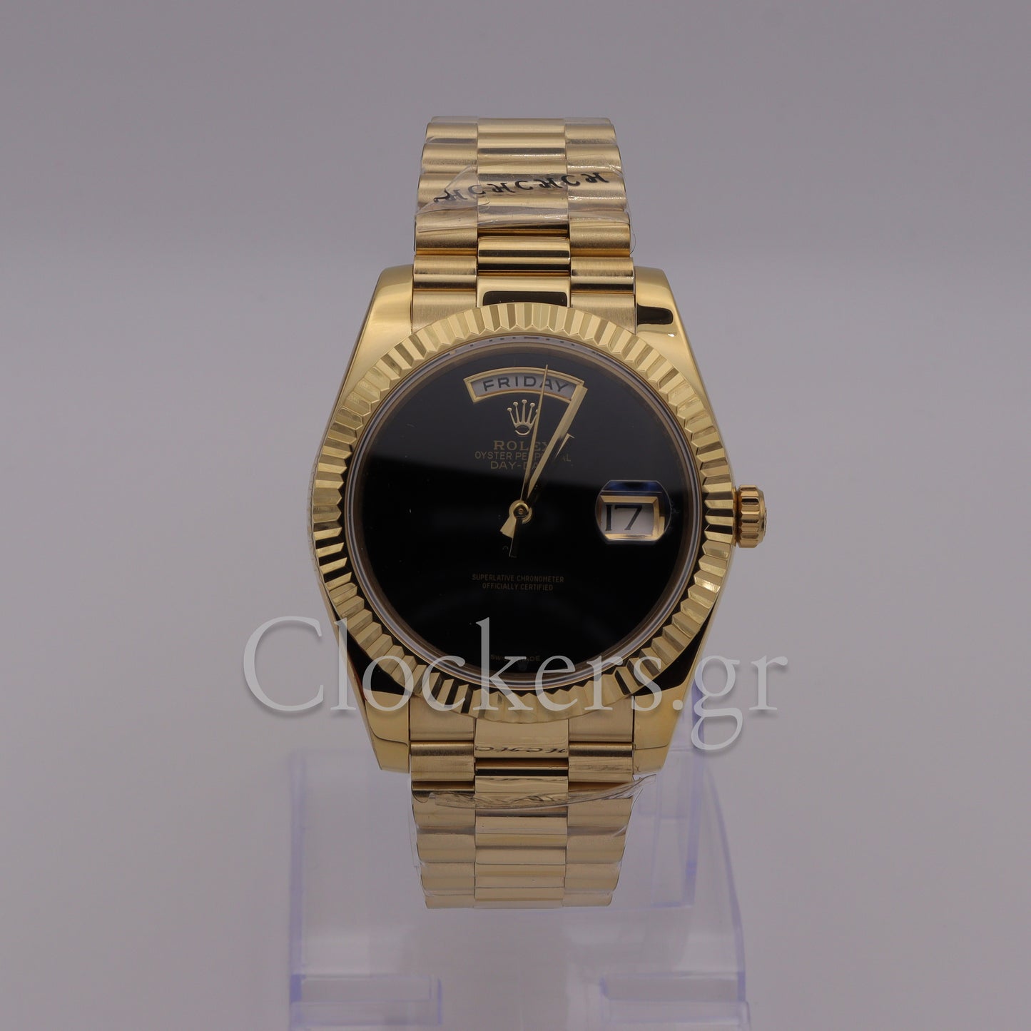 PRESIDENT DAY-DATE 18K WATCH BLACK ONYX DIAL 118208