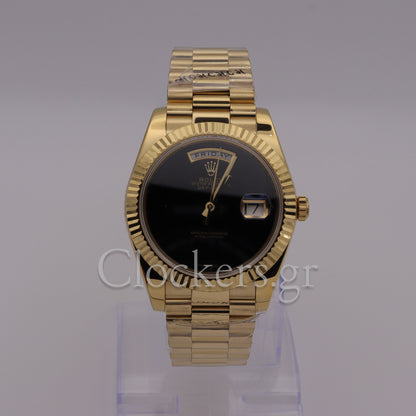 PRESIDENT DAY-DATE 18K WATCH BLACK ONYX DIAL 118208