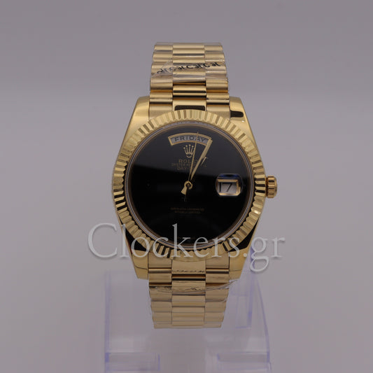 PRESIDENT DAY-DATE 18K WATCH BLACK ONYX DIAL 118208