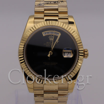 PRESIDENT DAY-DATE 18K WATCH BLACK ONYX DIAL 118208