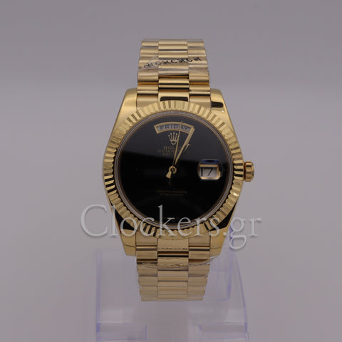 PRESIDENT DAY-DATE 18K WATCH BLACK ONYX DIAL 118208