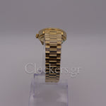 GOLD DAY DATE 36MM WATCH FLUTED BEZEL DIAMOND PAVED RAINBOW SAPPHIRE DIAL