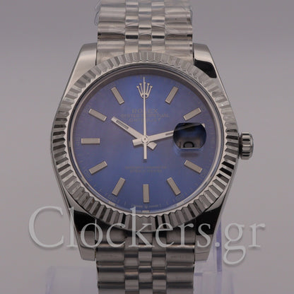 DATE JUST SS 41MM BLUE DIAL STICK MARKERS JUBILEE