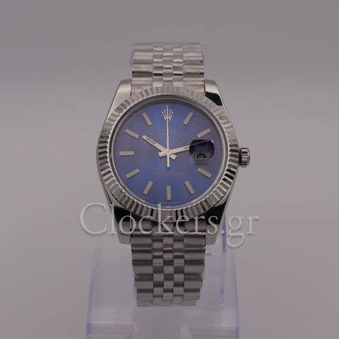 DATE JUST SS 41MM BLUE DIAL STICK MARKERS JUBILEE