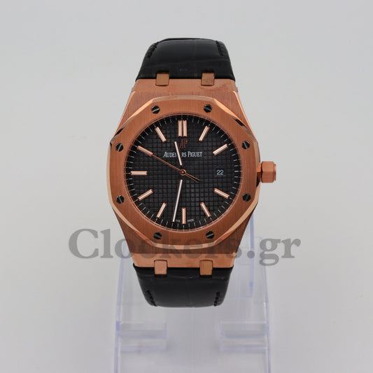 AUDEMARS PIGUET ROYAL OAK AUTOMATIC ROSE GOLD BLACK DIAL