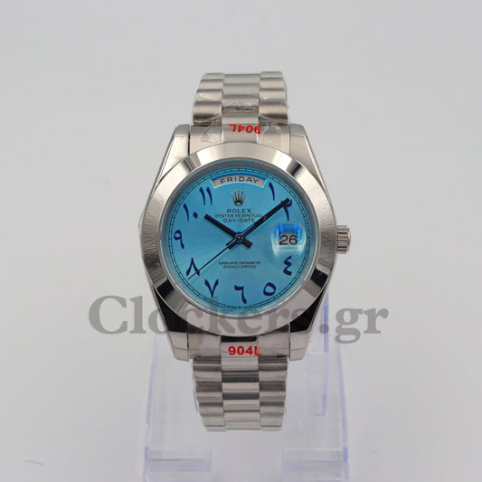 DAY-DATE 40MM PLATINUM ICE BLUE QUADRANT MOTIF ROMAN