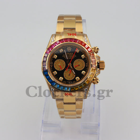 C0SMOGRAPH DAYT0NA BLACK DIAL  GOLD RAINBOW 40MM